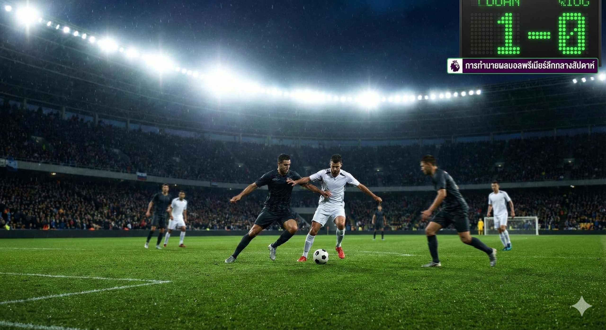 一张侧重于战术分析和数据预测的概念图片。画面可以是低角度拍摄的足球场草坪特写,前景是一个静止的足球,背景虚化处理,隐约可见球门或记分牌的轮廓。光影效果具有戏剧性,聚焦在足球上,象征着对比赛结果的精准预测。整体风格专业、冷静,色彩搭配协调,能够很好地辅助文章中对各个对阵场次的比分分析内容,缓解大段文字带来的视觉疲劳。