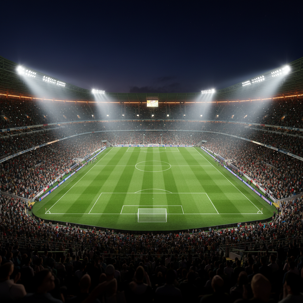 Football stadium at night